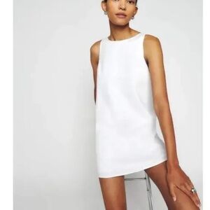 Reformation Jessi Linen White Mini Sheath Dress Size 2